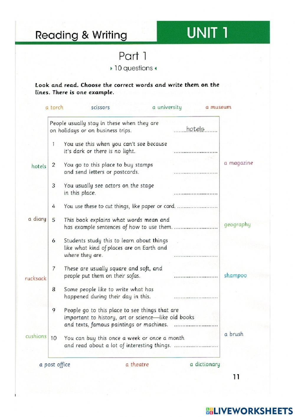 Skills builder flyers reading test 1 online exercise for live