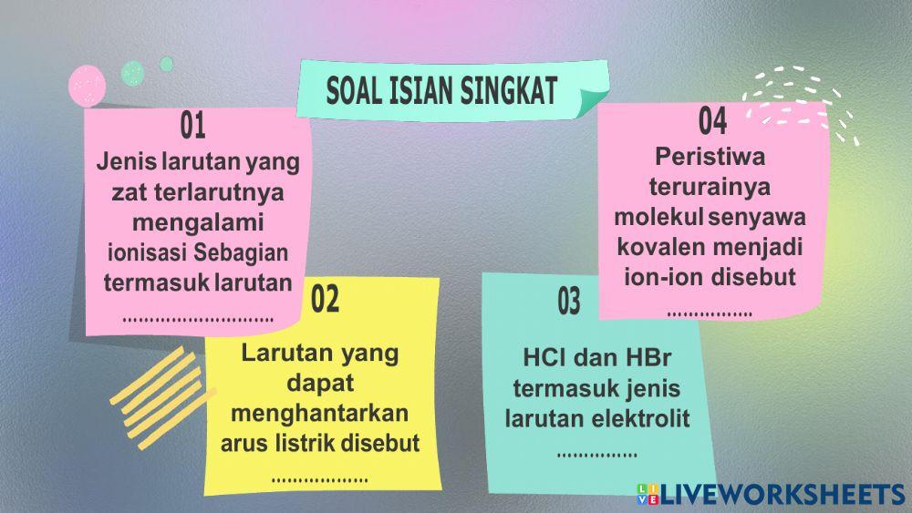 Latihan E-LKPD larutan elektrolit dan non elektrolit