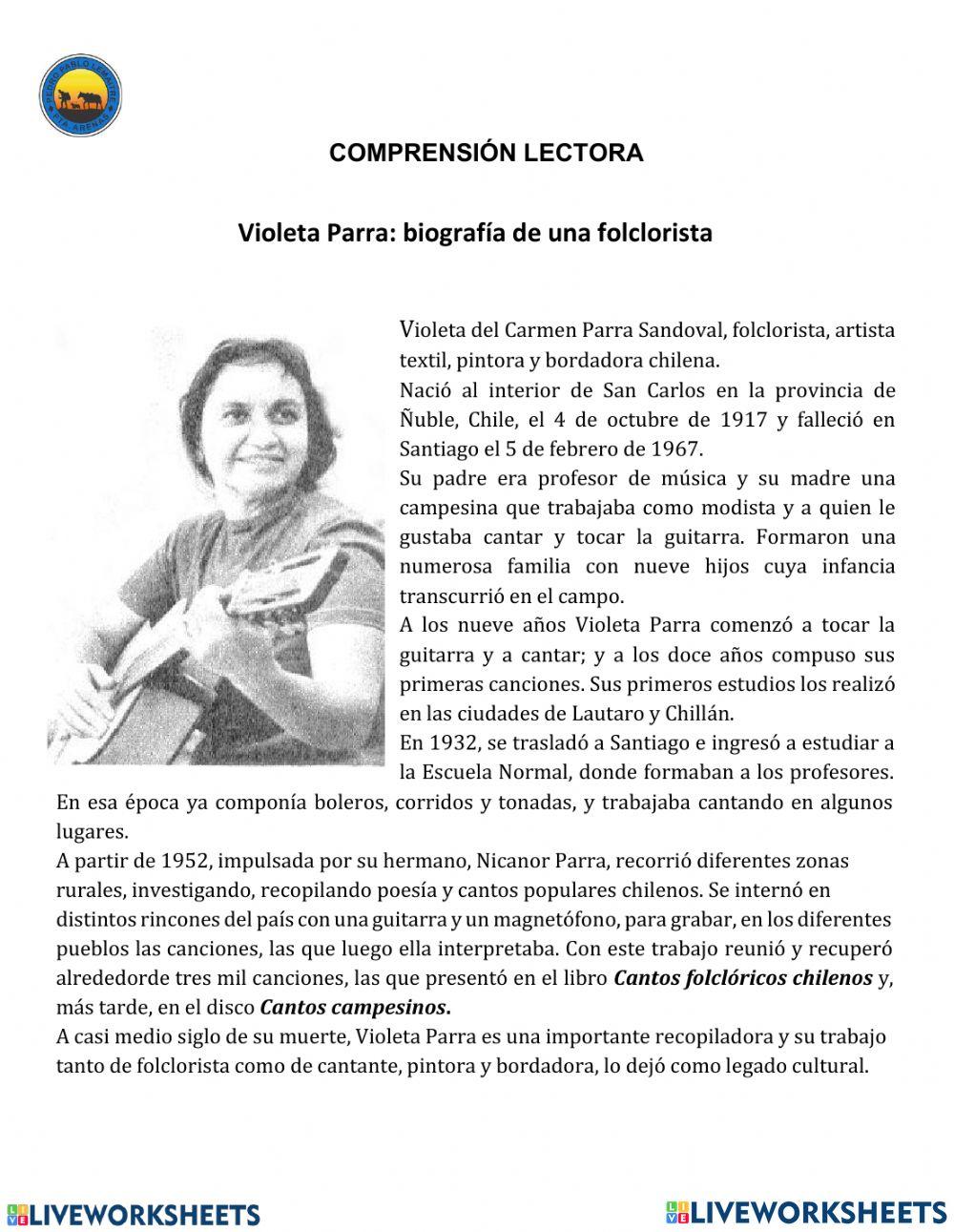 Comprensión lectora biografía