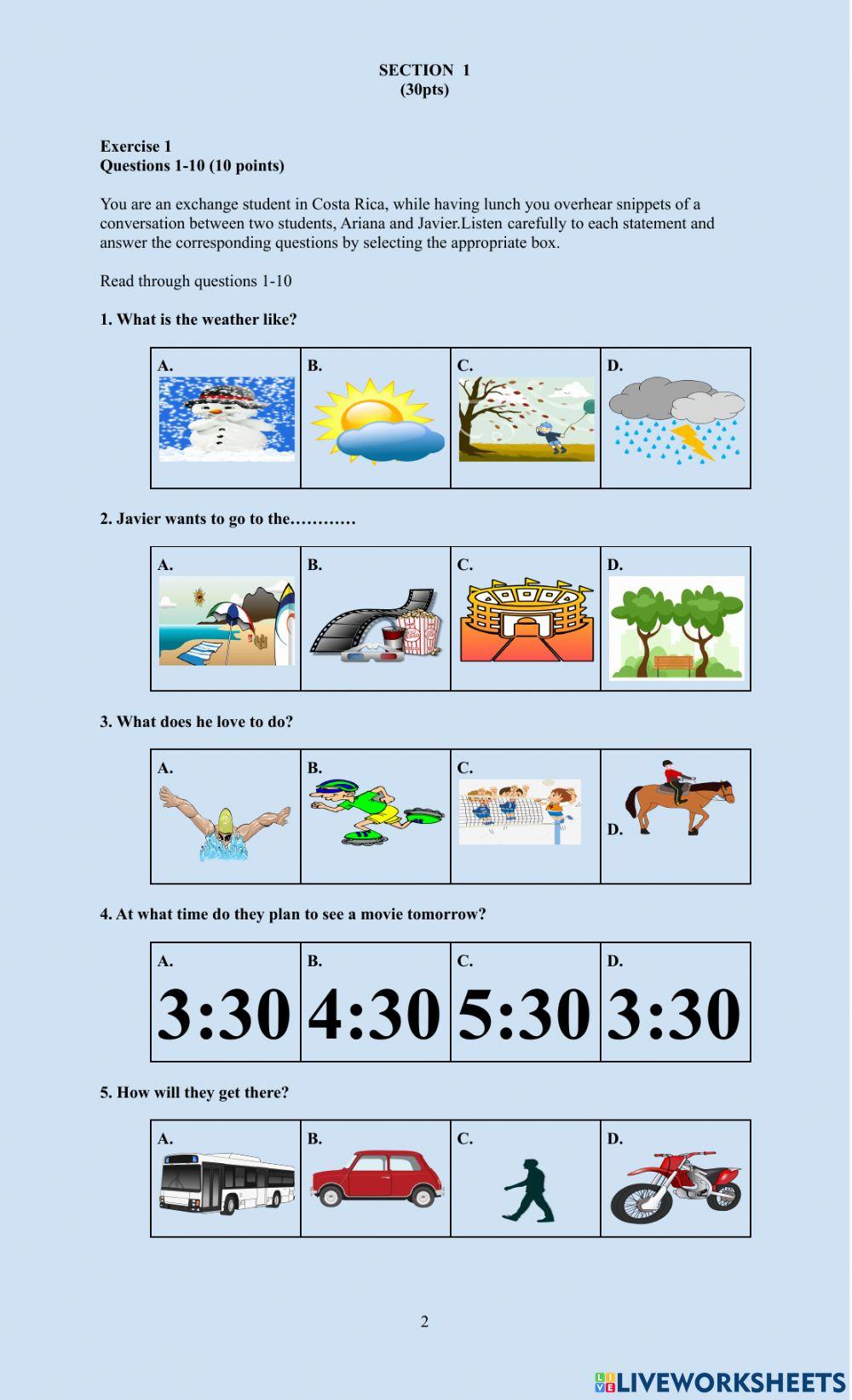 Grade 12 Listening Exam