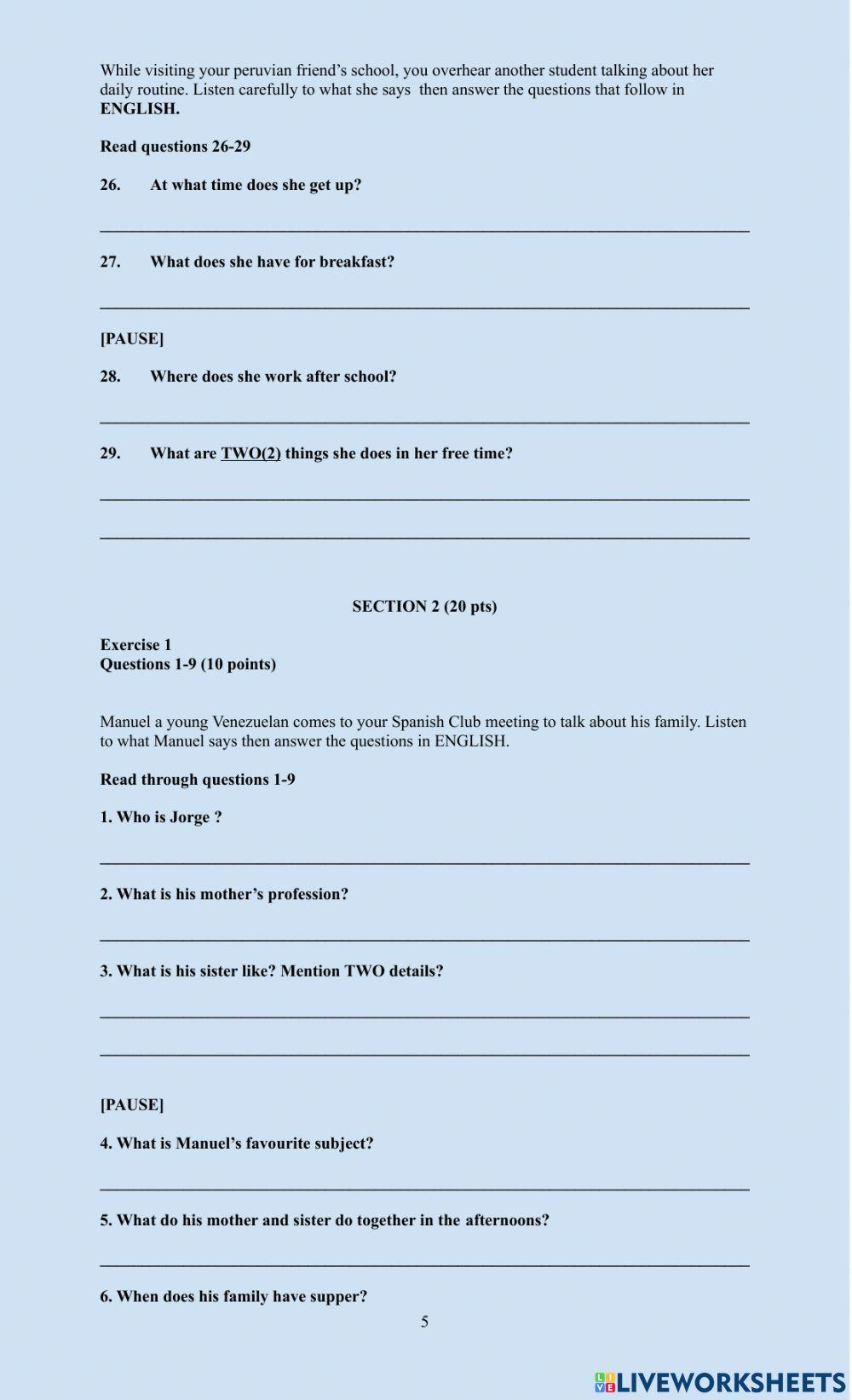 Grade 12 Listening Exam