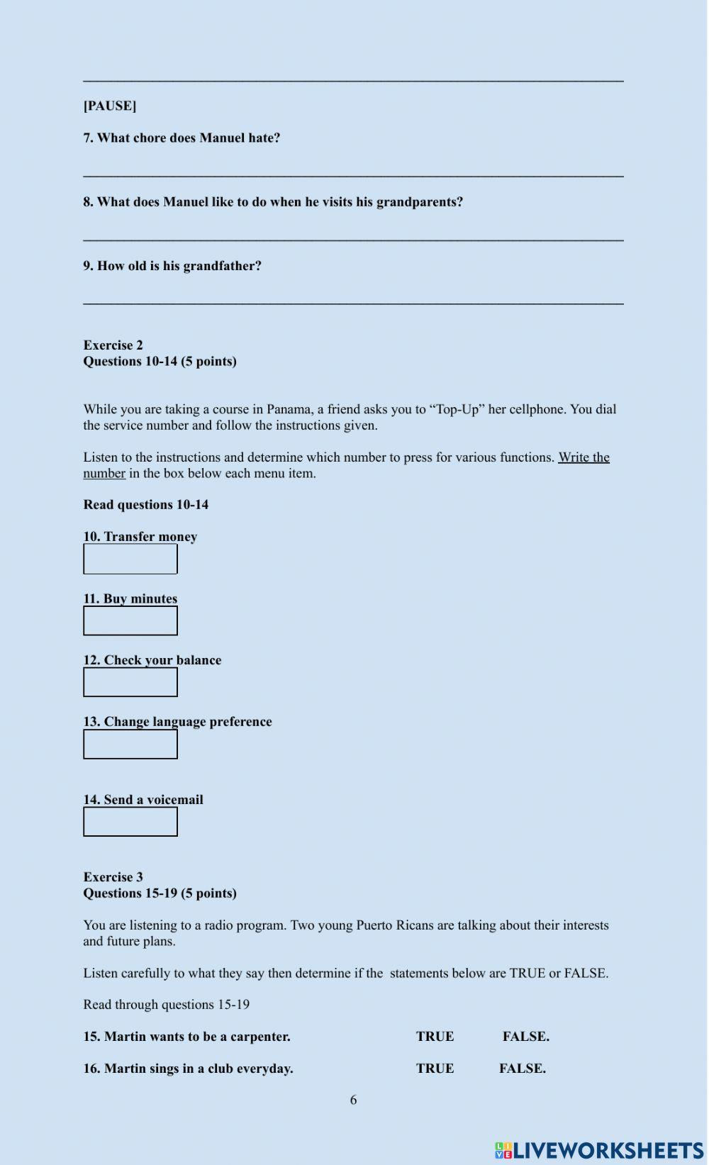 Grade 12 Listening Exam