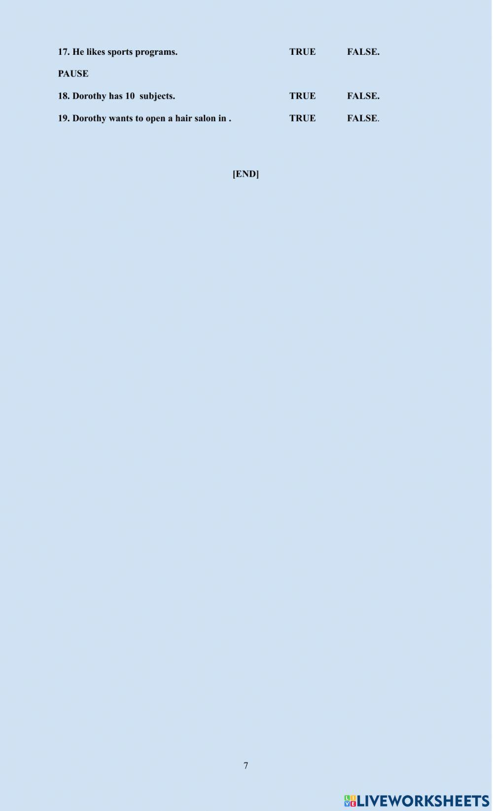 Grade 12 Listening Exam