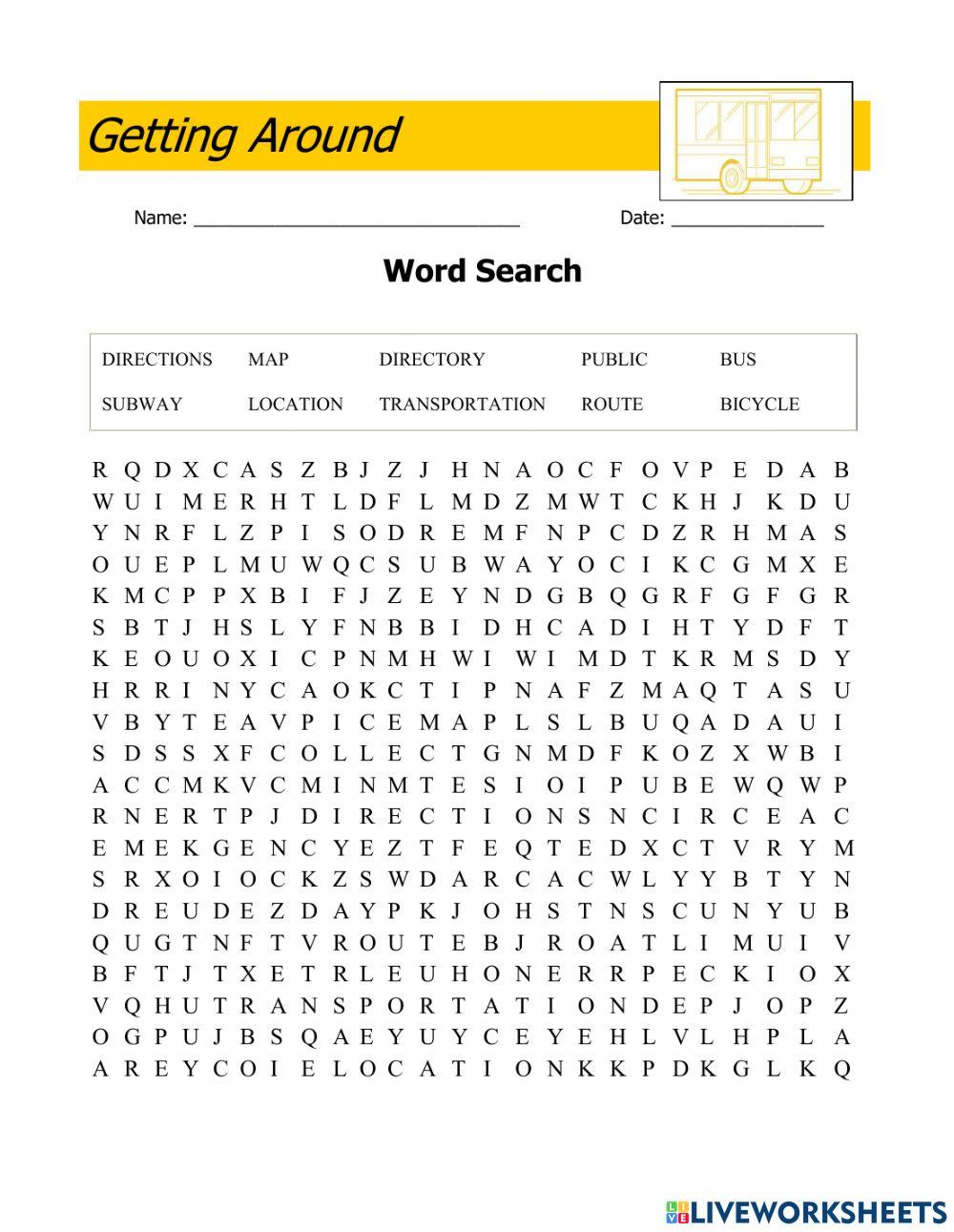 Getting Around Wordsearch