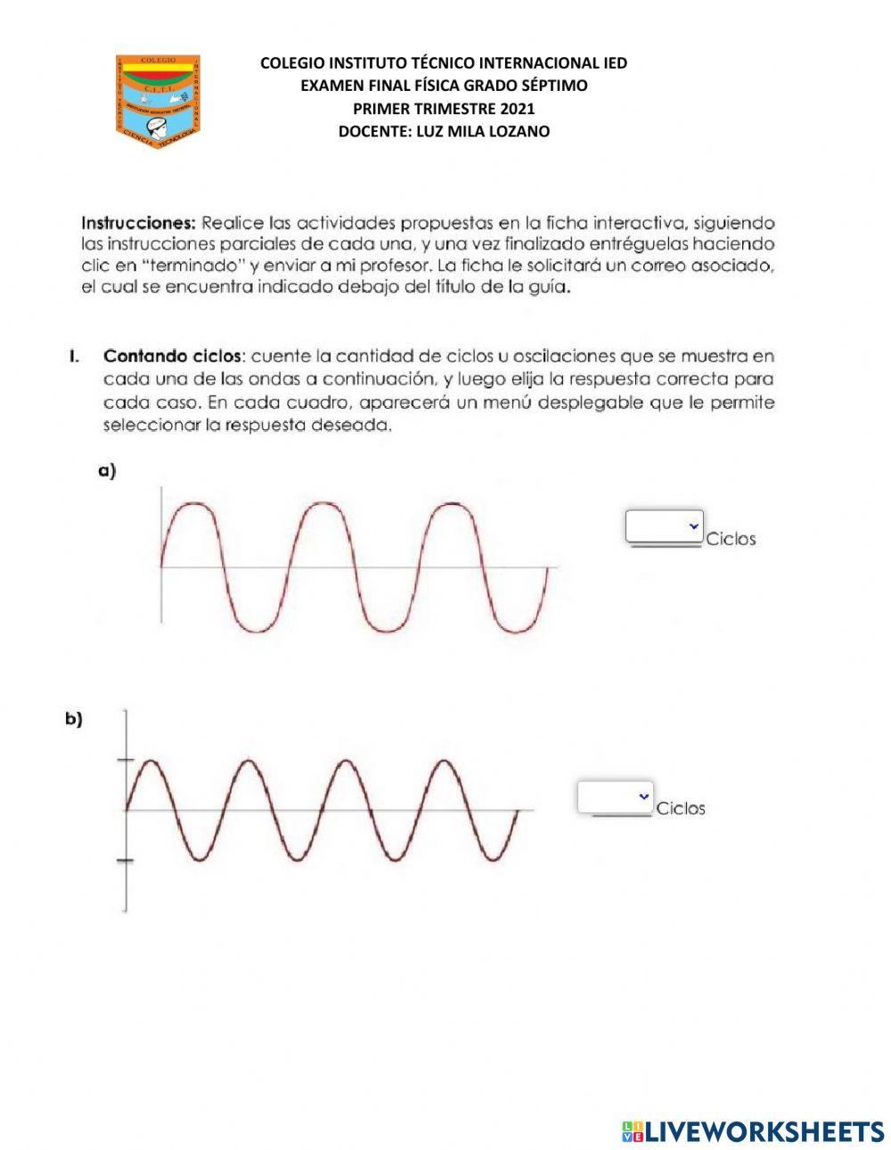 Examen final física séptimo