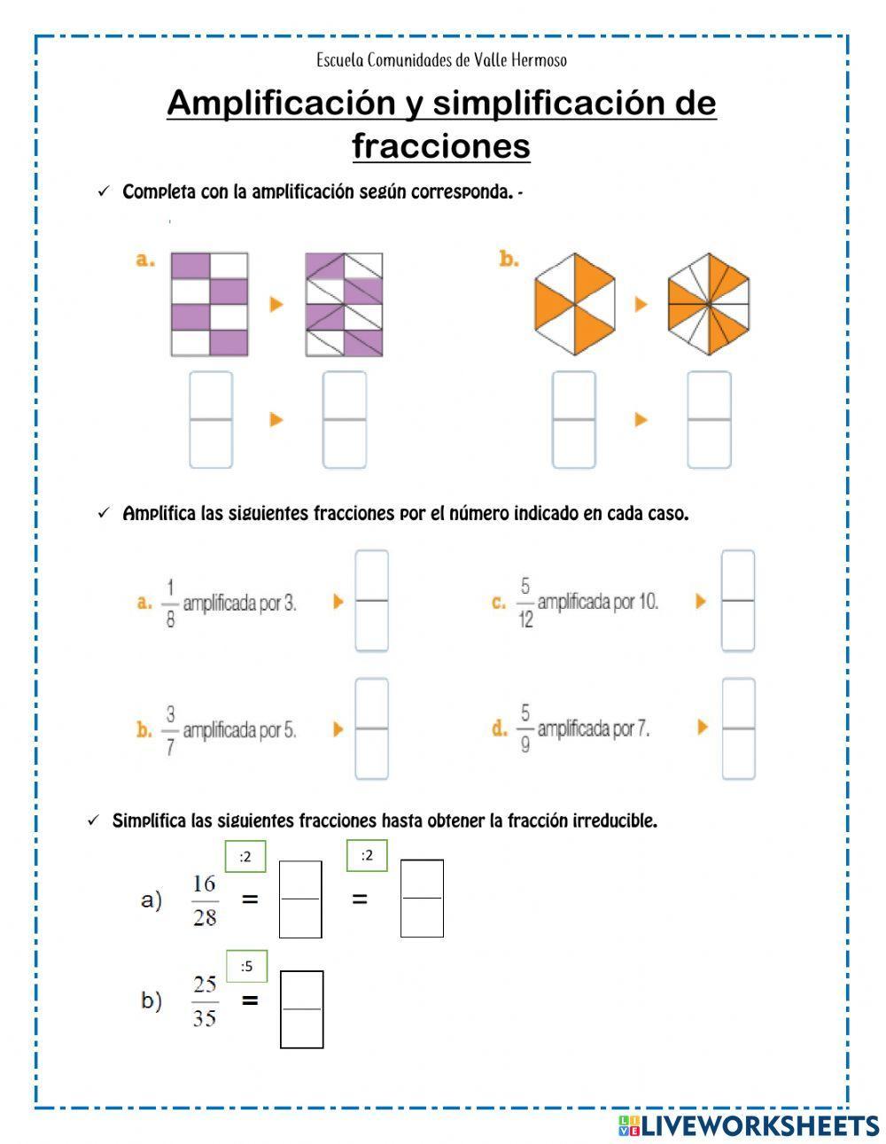 Amplificación y Simplificación de Fracciones