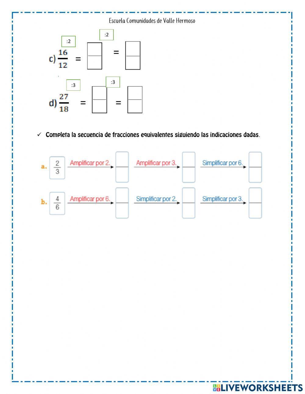 Amplificación y Simplificación de Fracciones