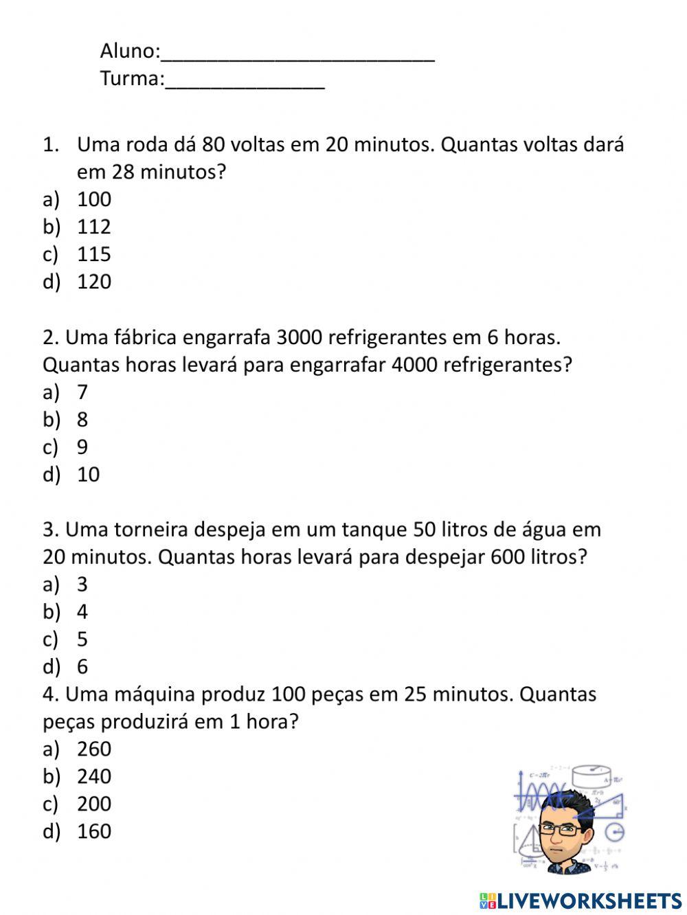 Regra de Três activity | Live Worksheets