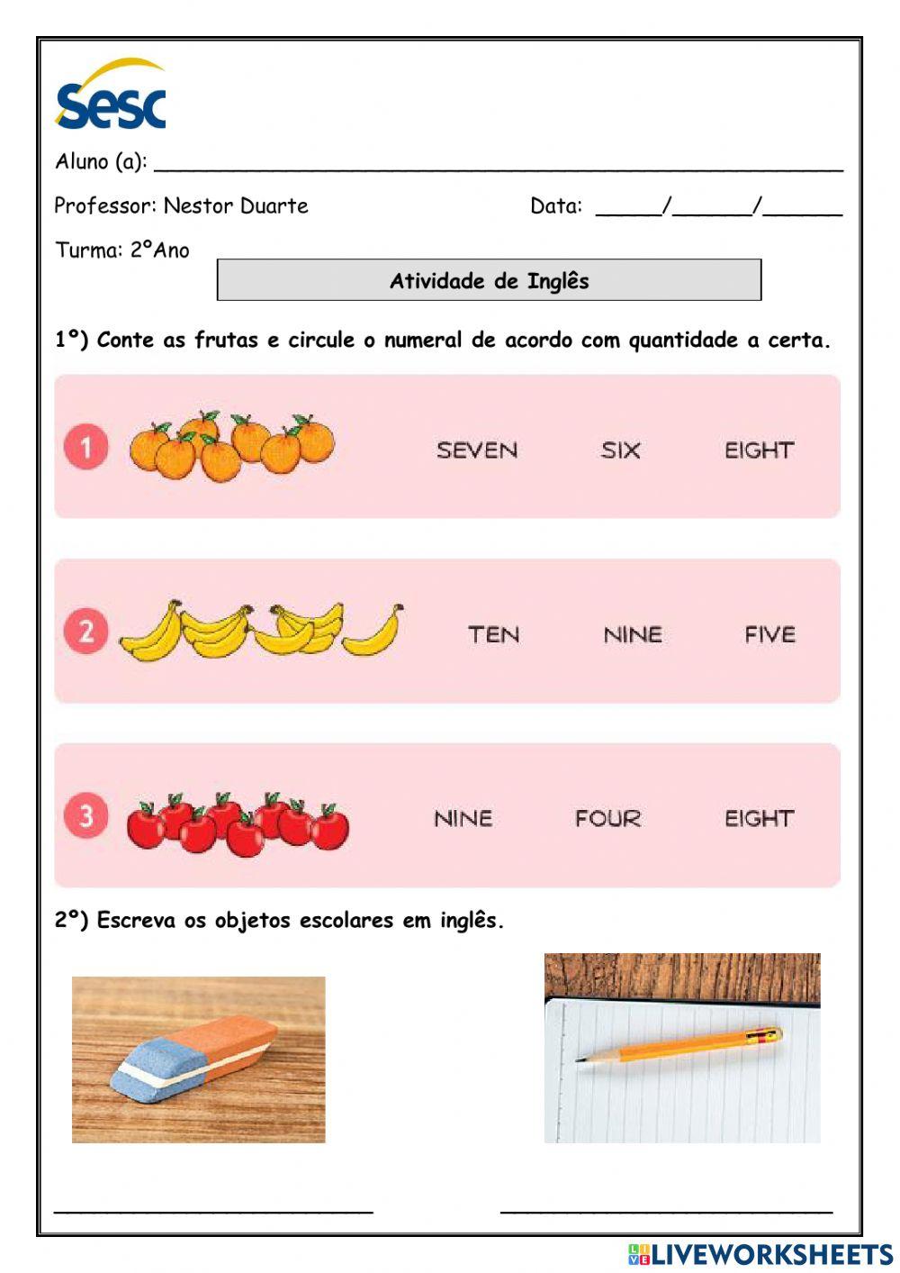 Atividade escrita e auditiva de Inglês 26-04-2021.