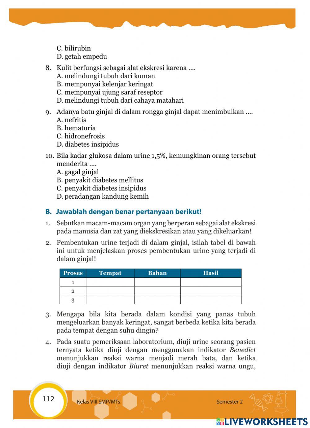 Penilaian Harian 3-Sistem Eksresi Manusia