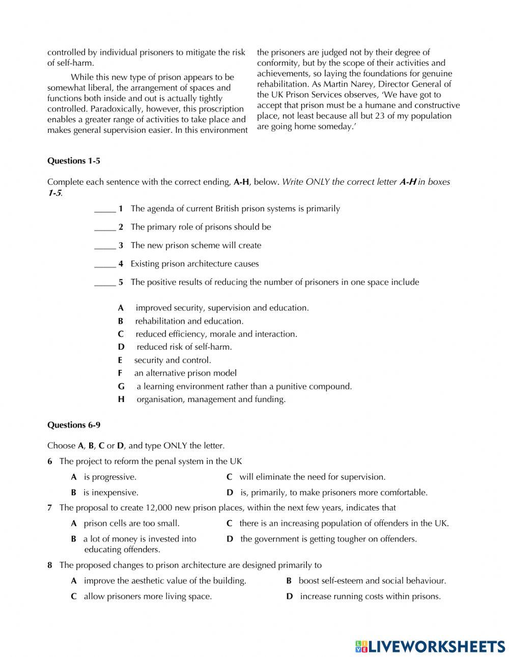 Reading Ex. - Prison System in the UK (IELTS)
