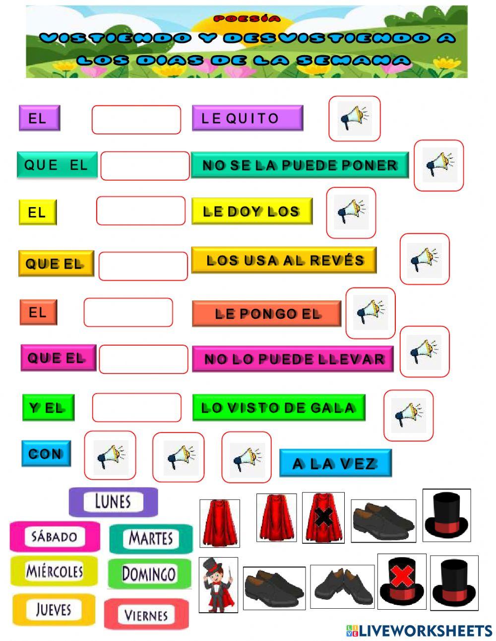 Poesia vistiendo  y desvistiendo a  los días de la seamana