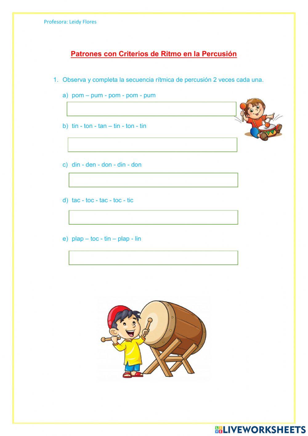 Patrones con criterios de ritmo en la percusión