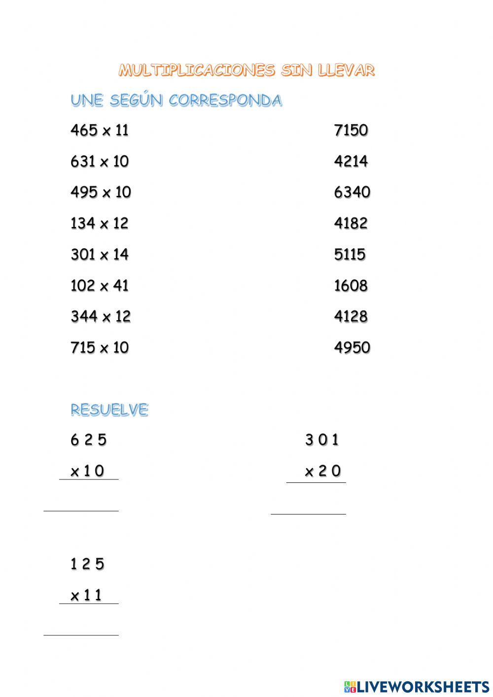 Multiplicaciones por 2 cifras