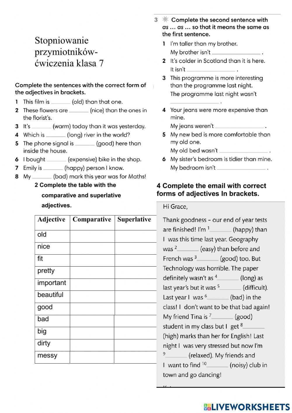 English Class A2+ unit 7 adjectives