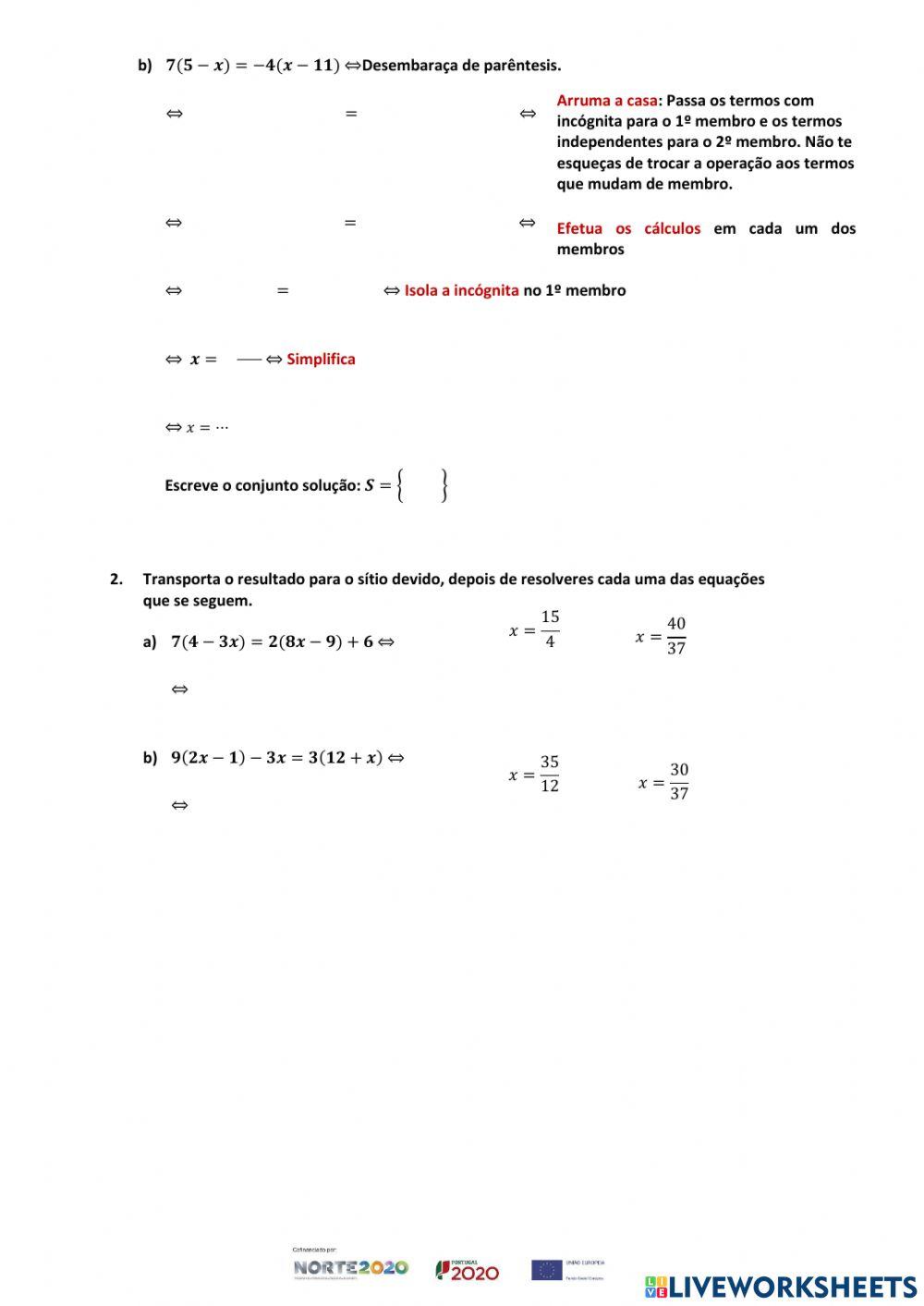 Equações com parêntesis