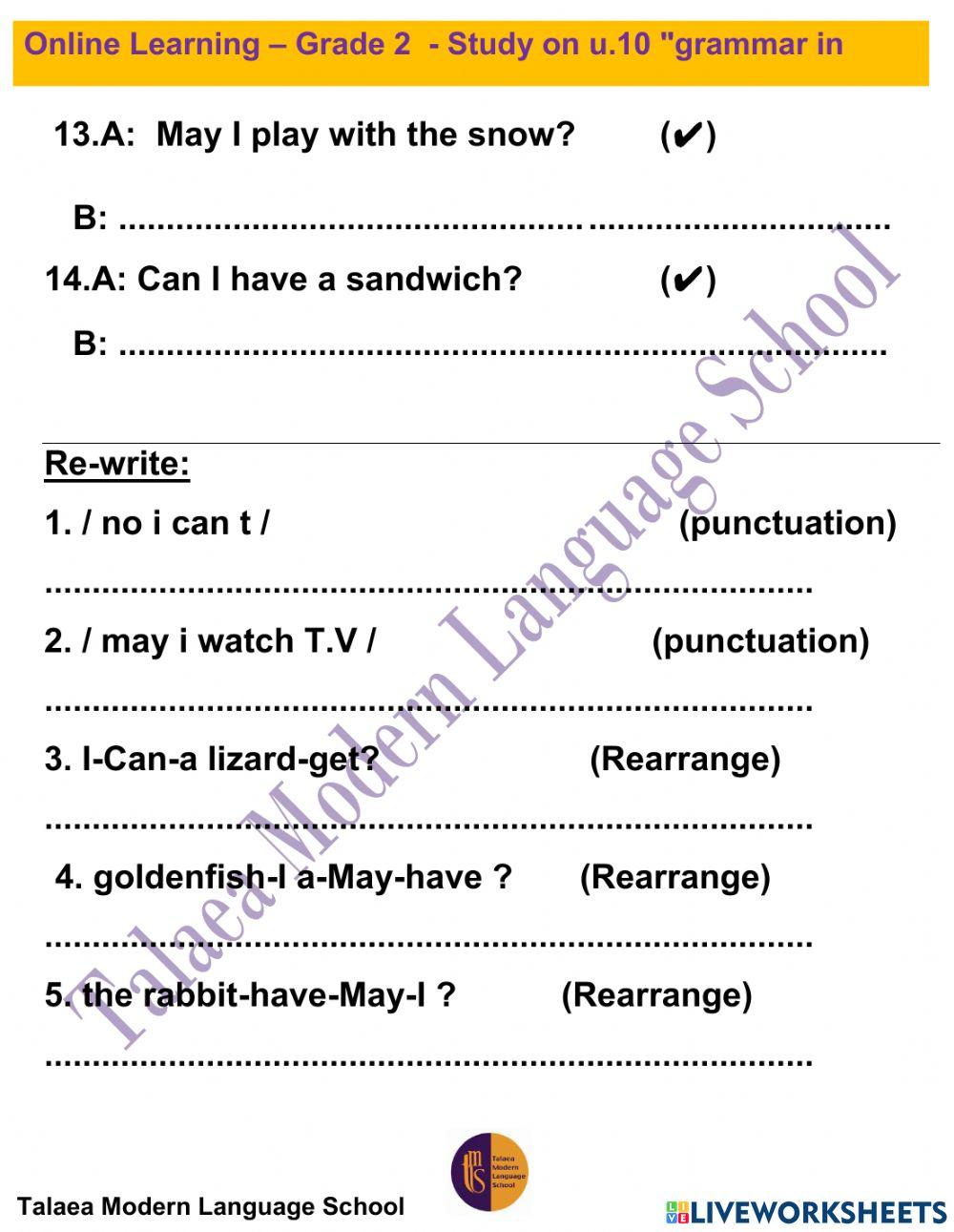 Connect Plus 2 - Grade 2 - Study on Grammar Unit 10