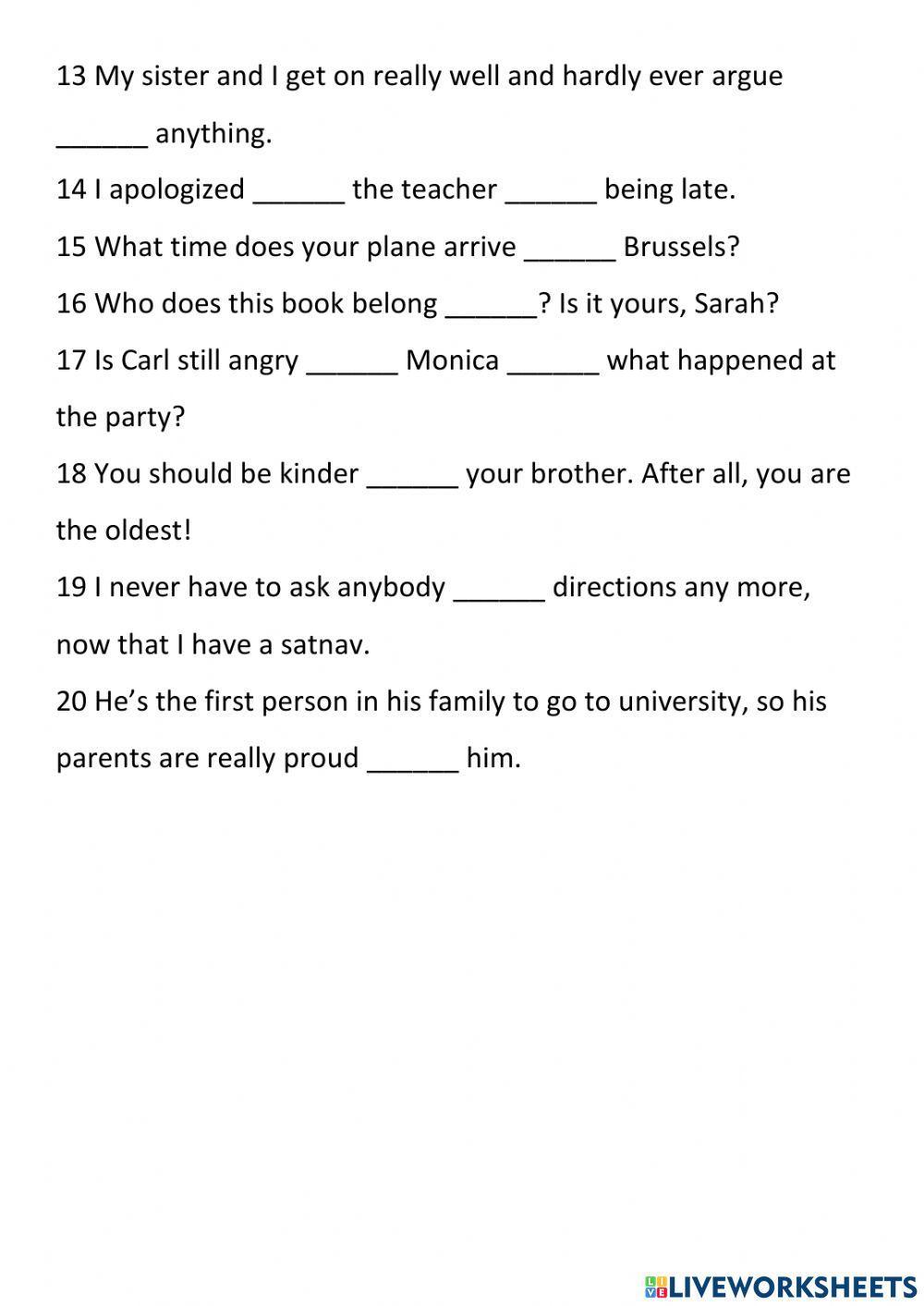 Dependent prepositions