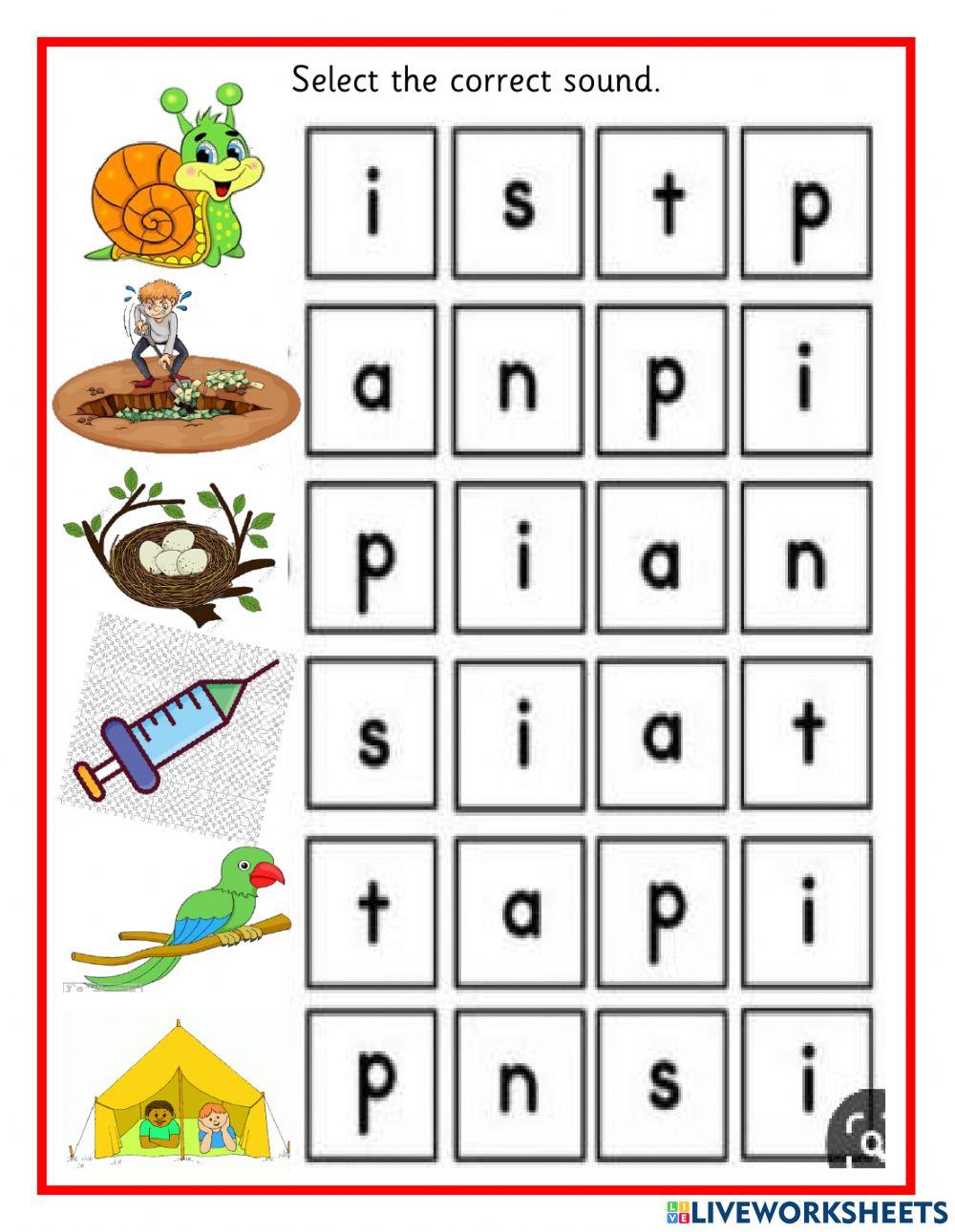Select the correct sound worksheet | Live Worksheets
