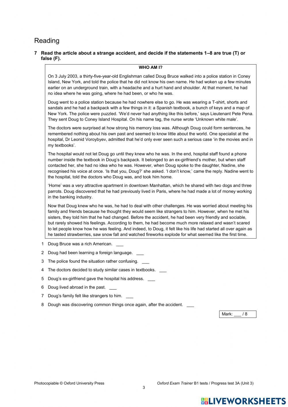 Unit 3-Progress test