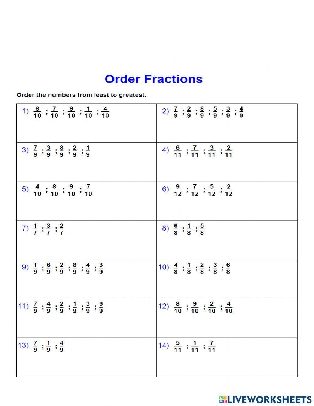 946259 ordering fractions with same numerator or same