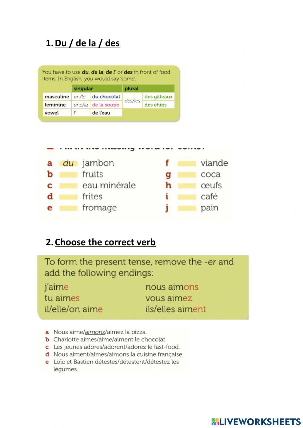 Food grammar homework