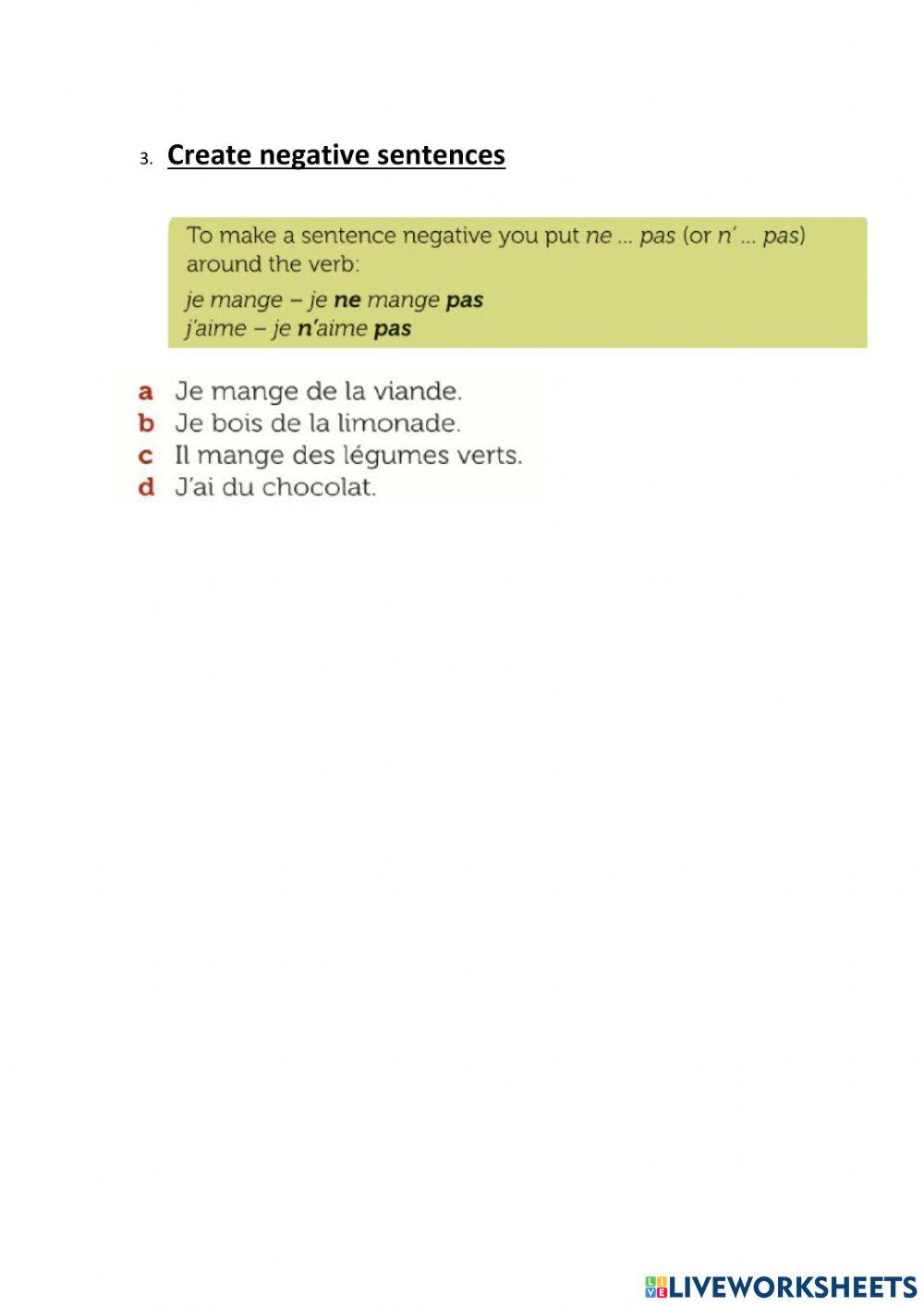 Food grammar homework