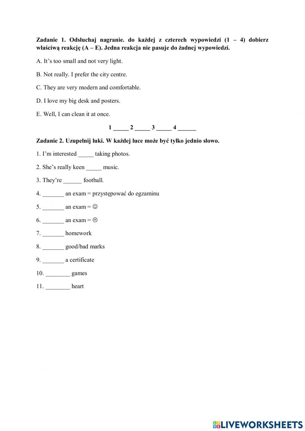 Short test (Klasa 6, człowiek, dom, szkoła) Short test (Klasa 6, człowiek, dom, szkoła)