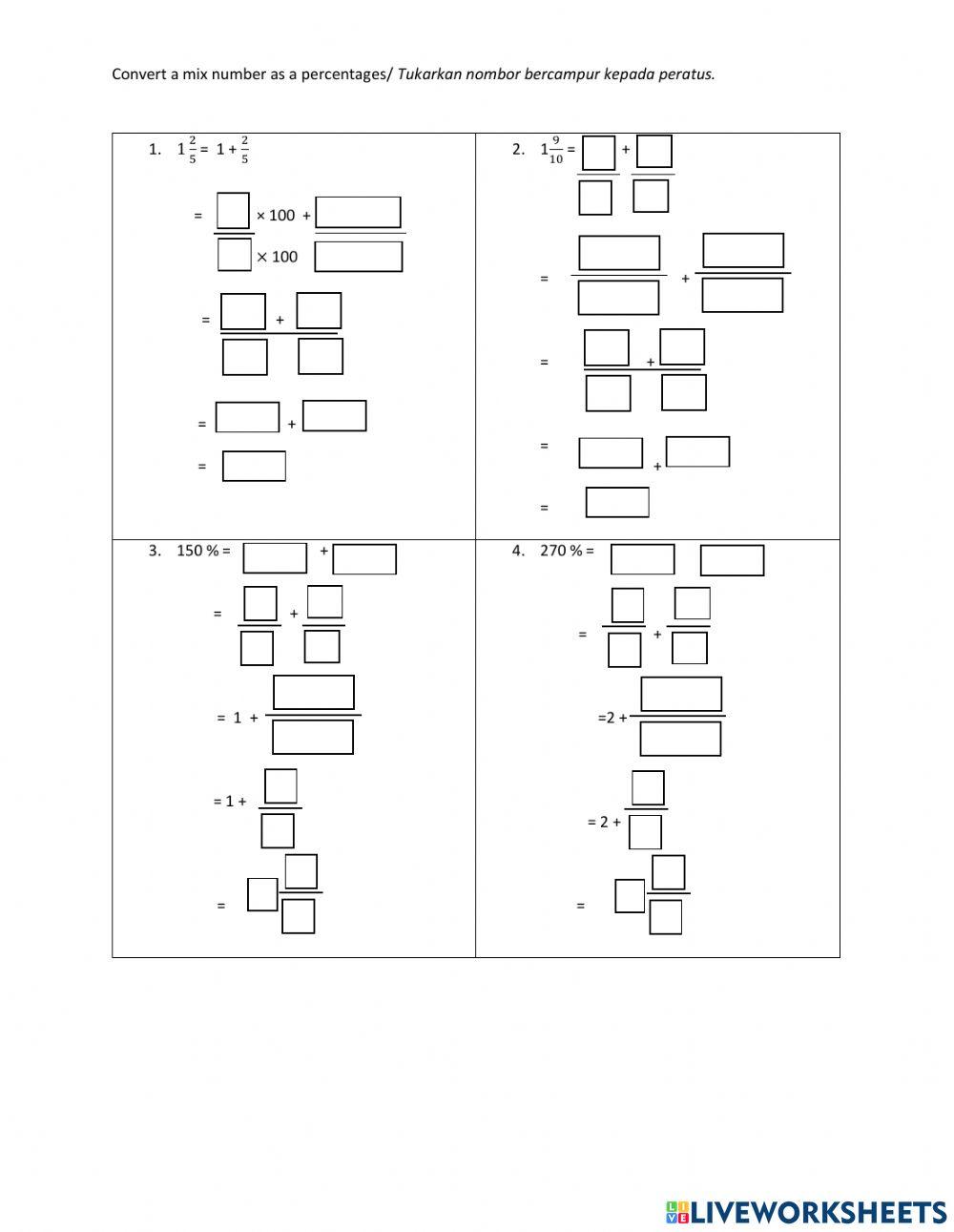 Fractions,decimal and percentages