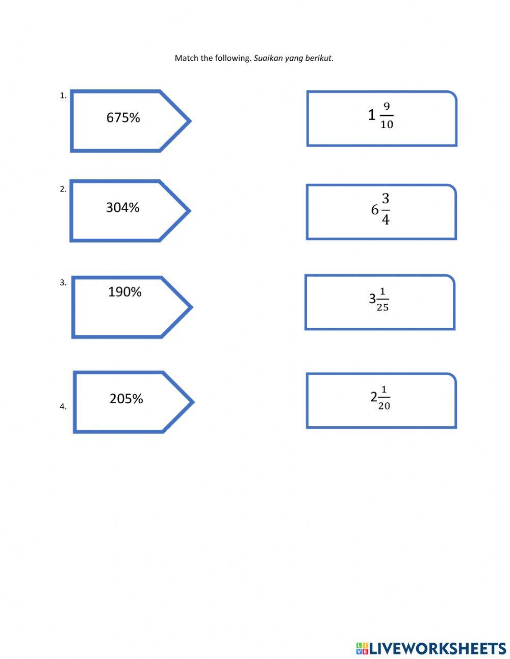 Fractions,decimal and percentages