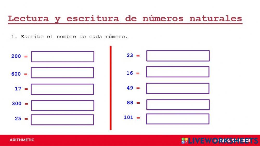 Escritura de números naturales