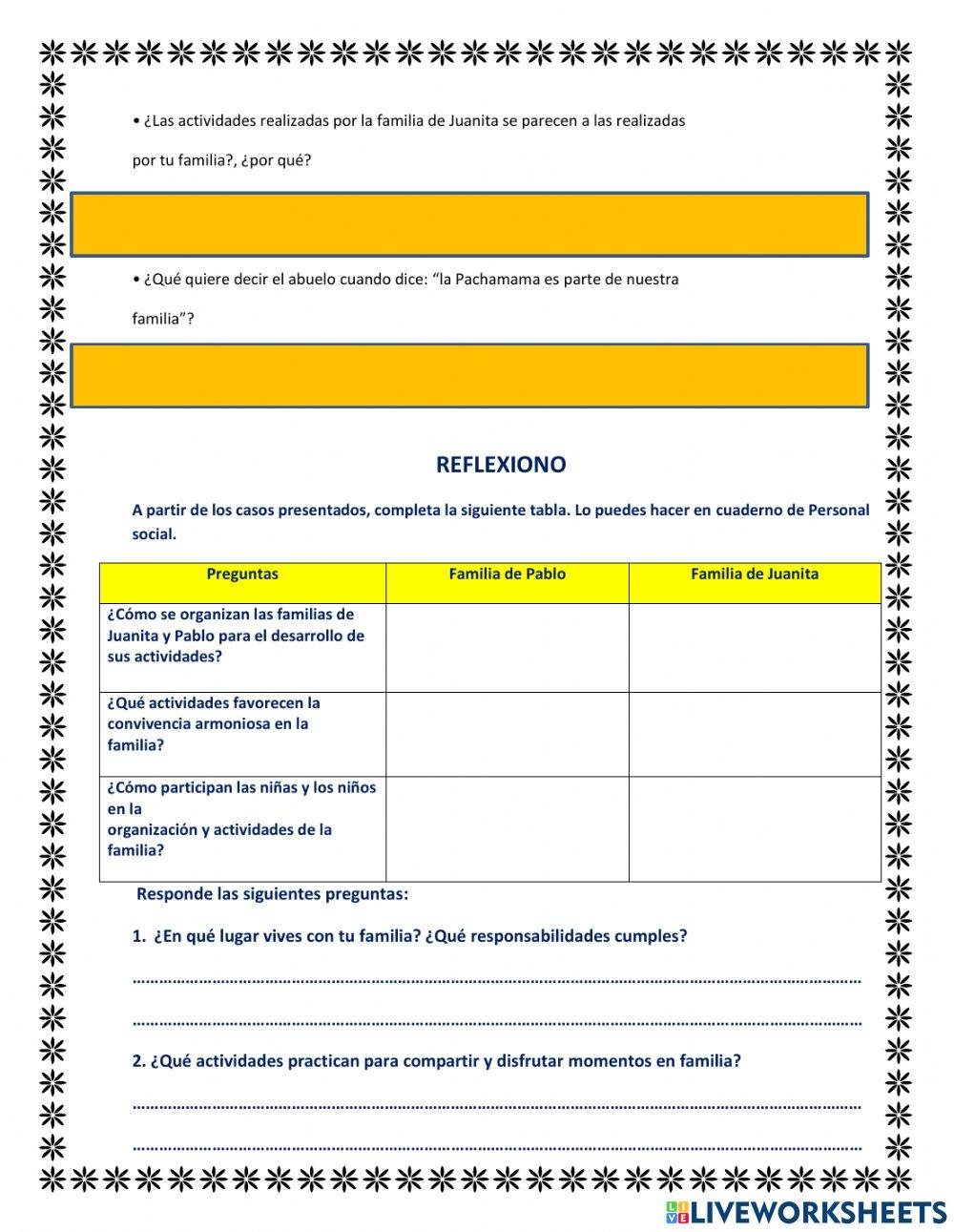 Conocemos cómo se organizan las familias para para una convivencia armoniosa