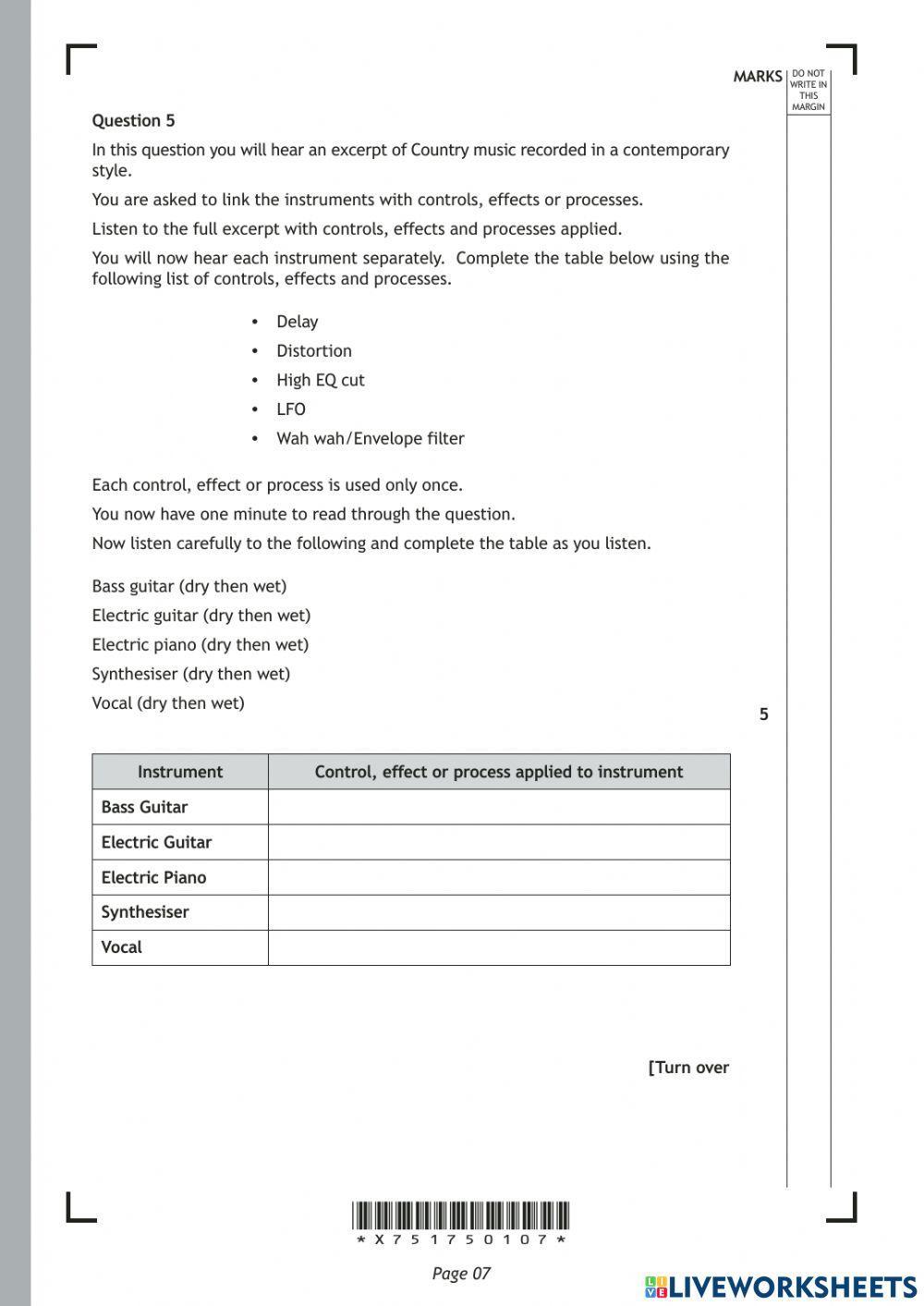 N5 Music Technology Effects Question