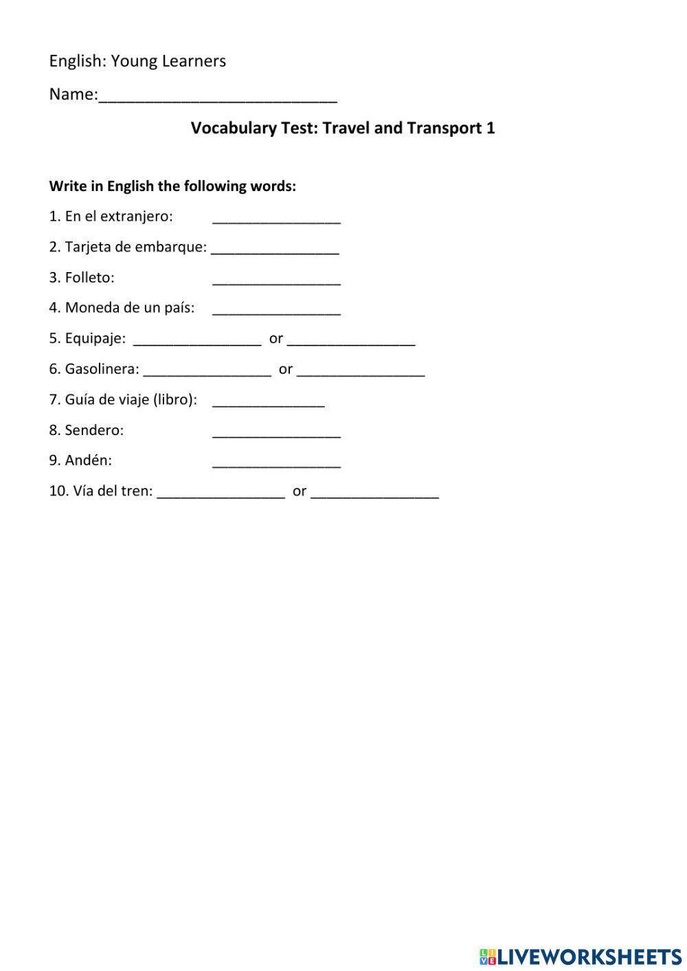 Travel and transport 1