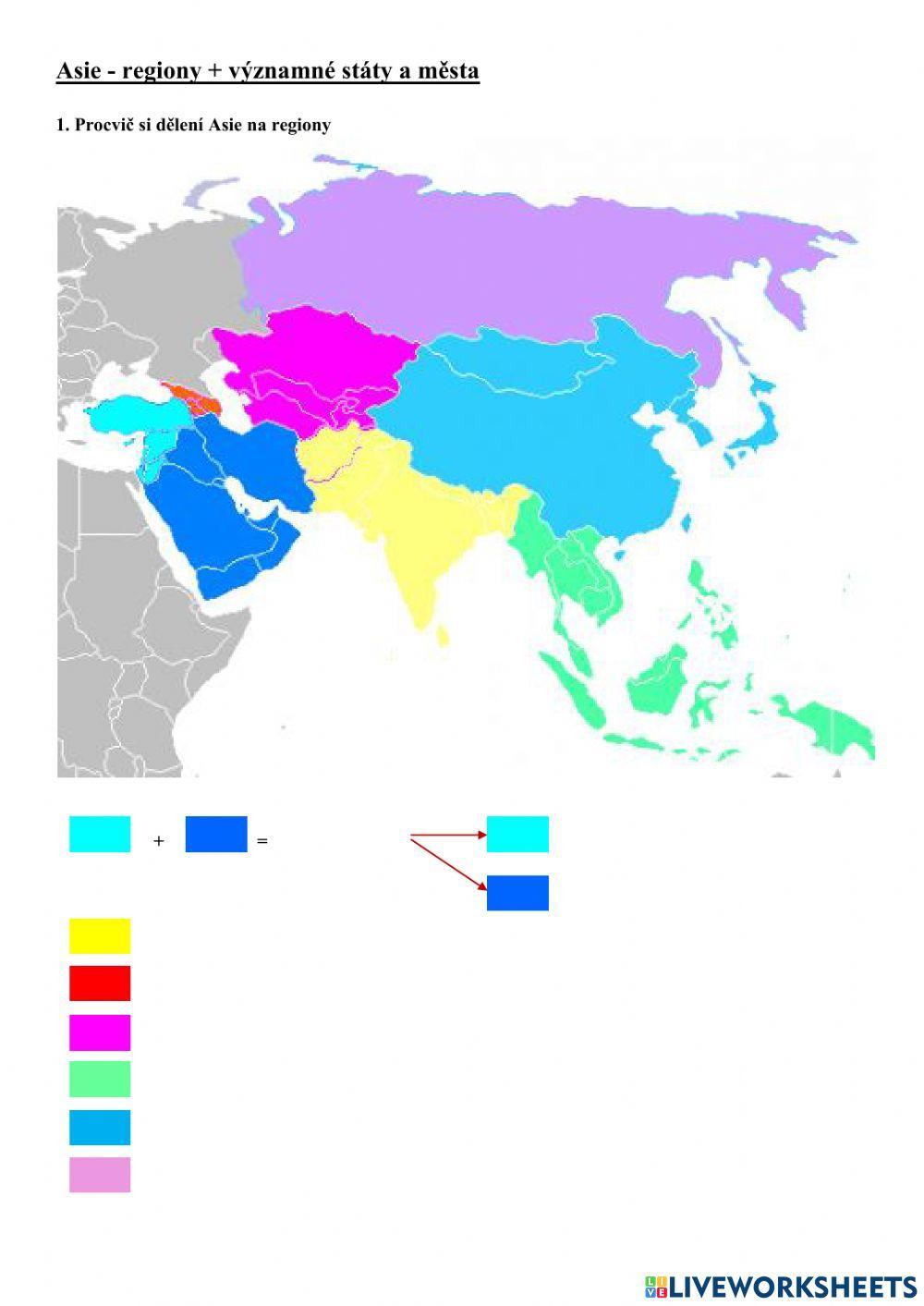 Asie - regiony, státy, města