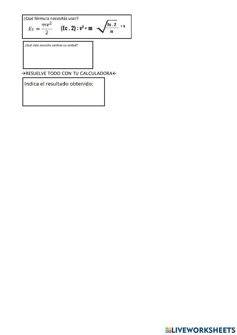 Problemas de Energía cinética y Potencial