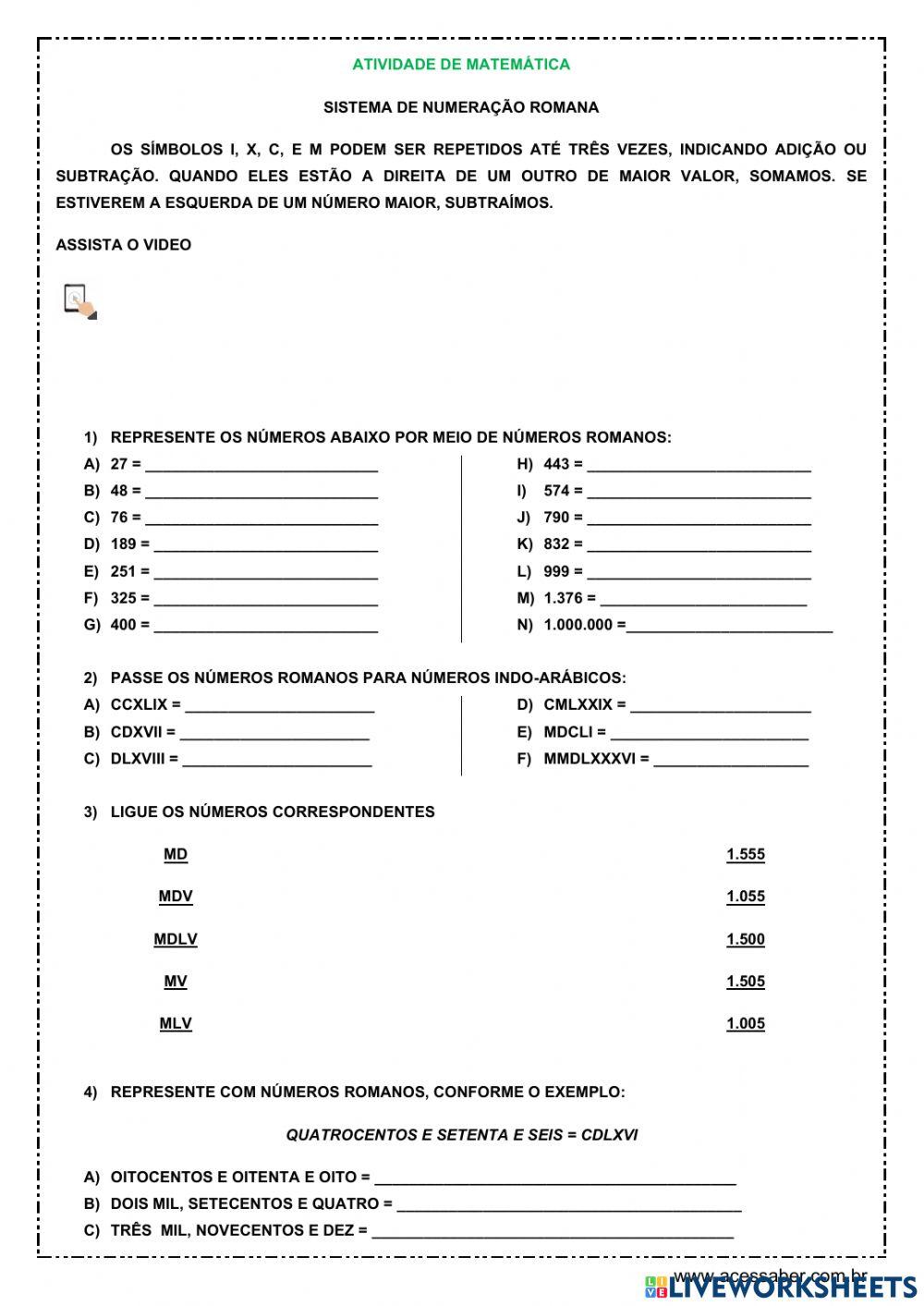 exercícios de matemática 5º ano