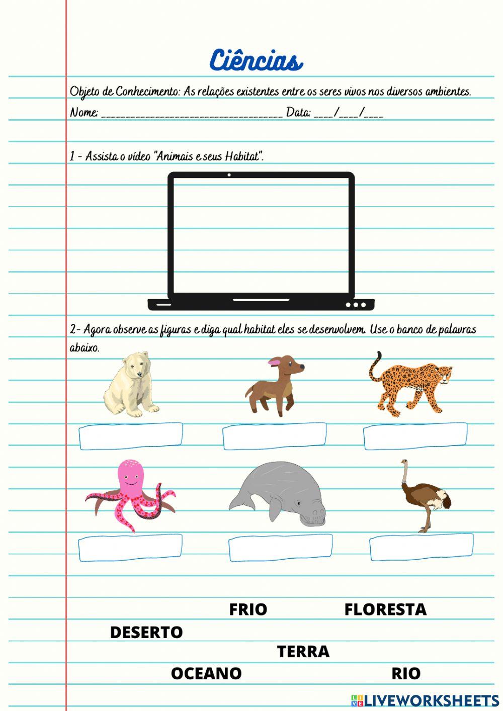 Animais e seus Habitat