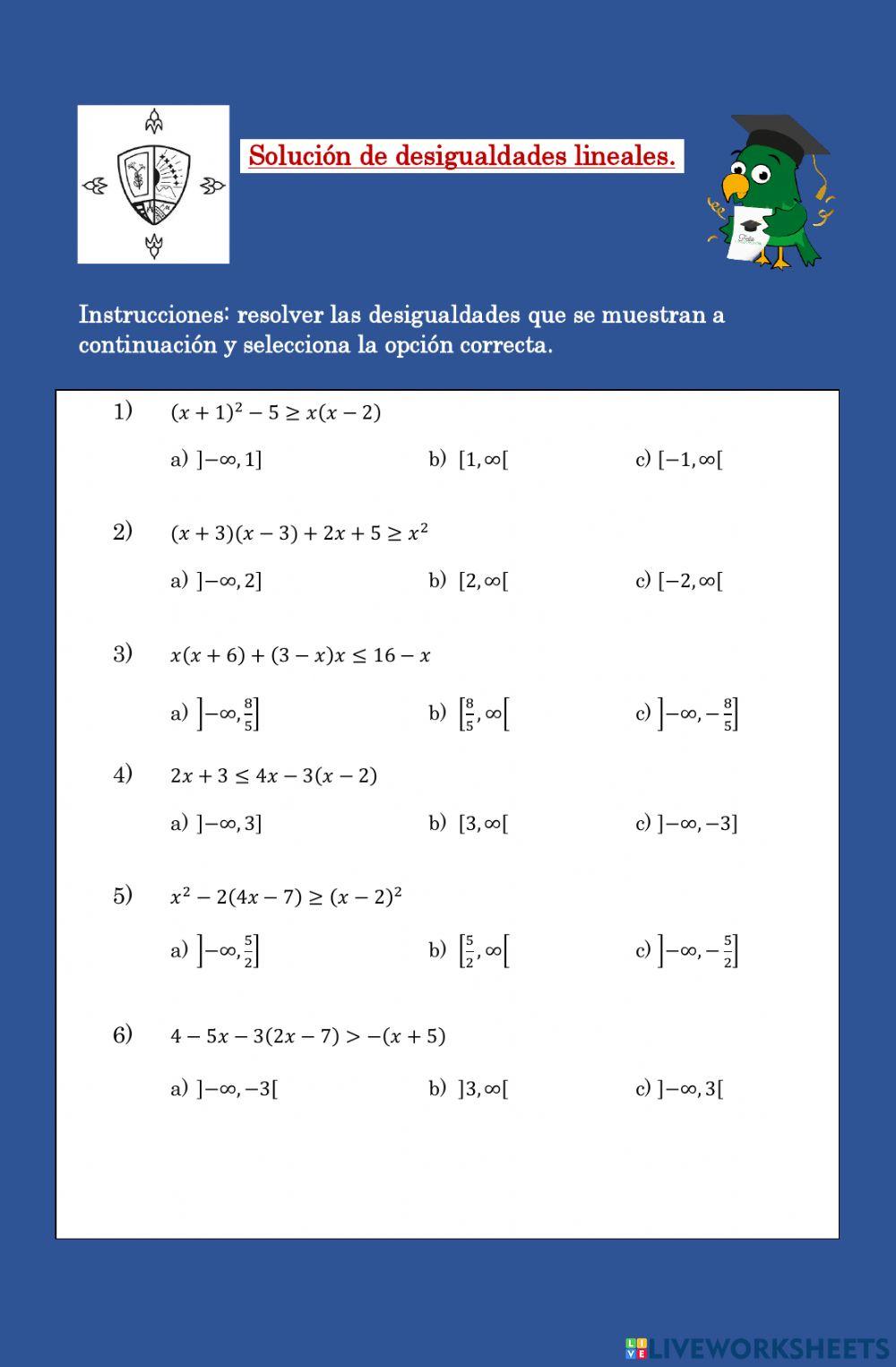 Solución de desigualdades lineales