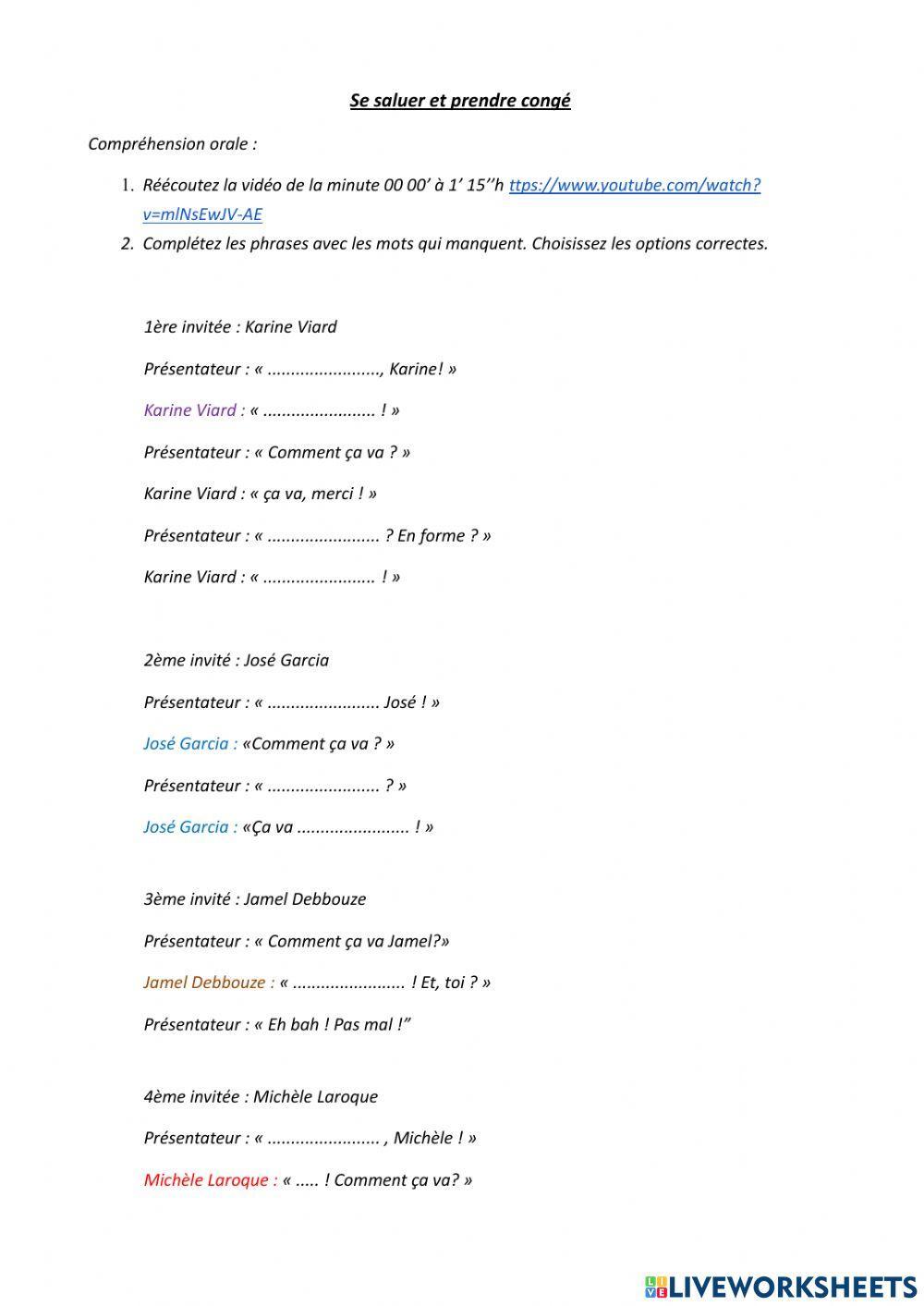 Se saluer et prendre congé