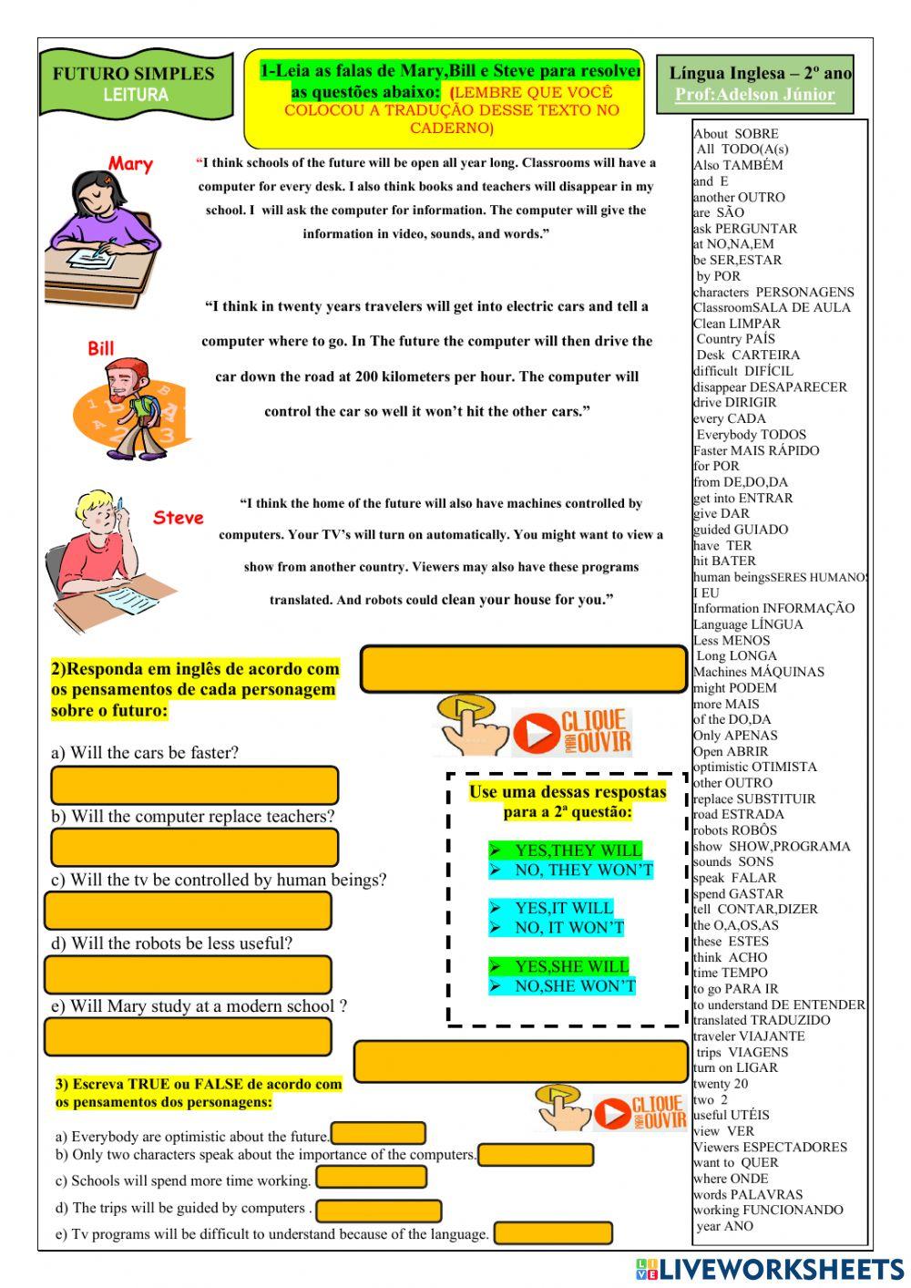 Futuro Simples (Revisão para mini teste)