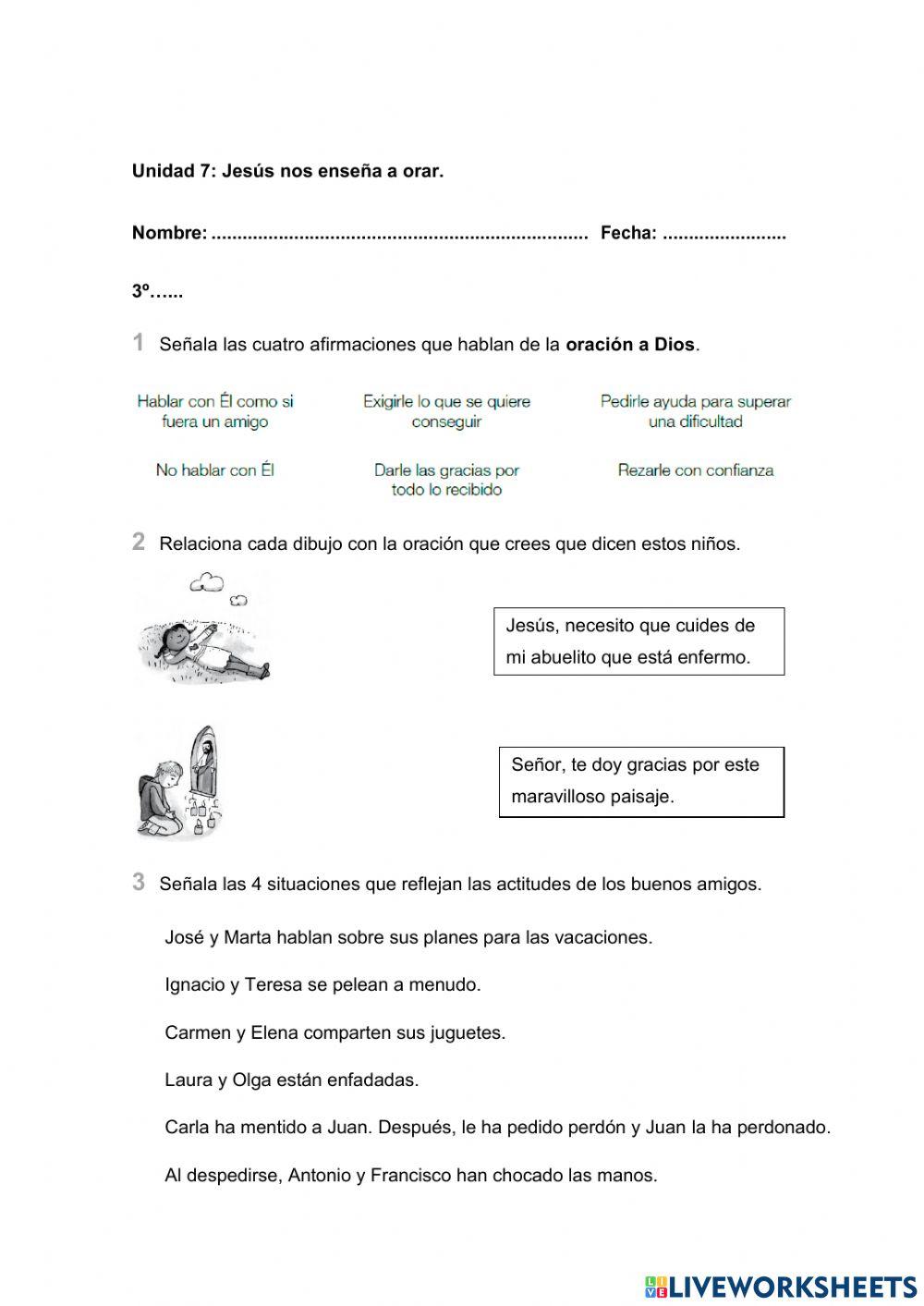 Evaluación Unidad 7 3º Primaria