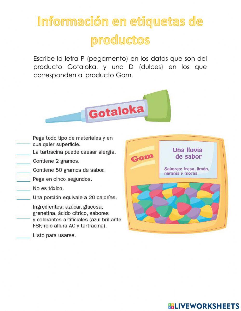 Información en etiquetas de productos