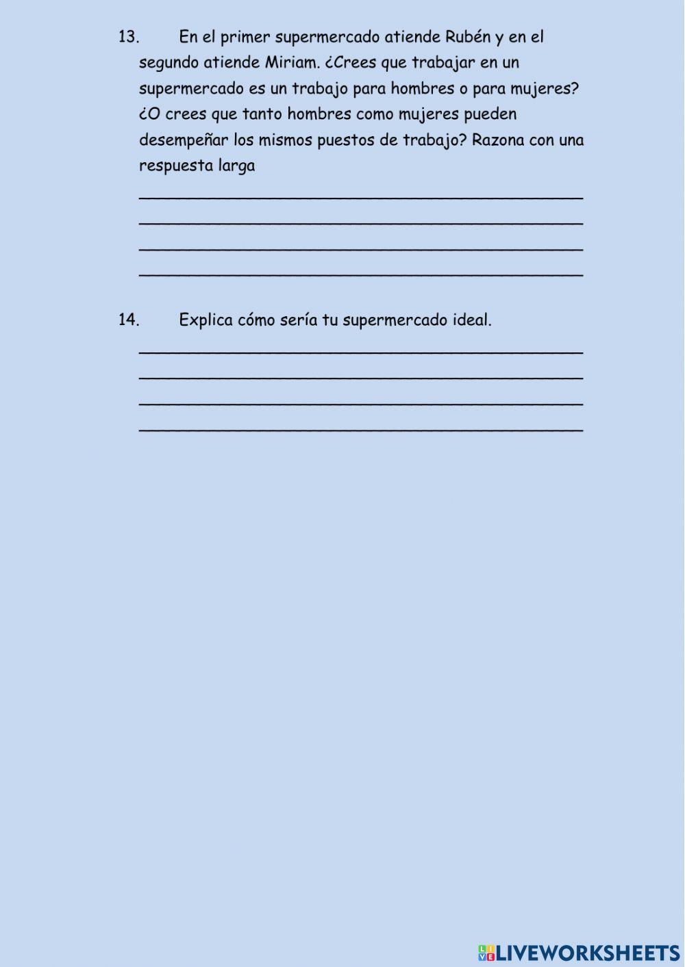 Comprensión: ticket de la compra