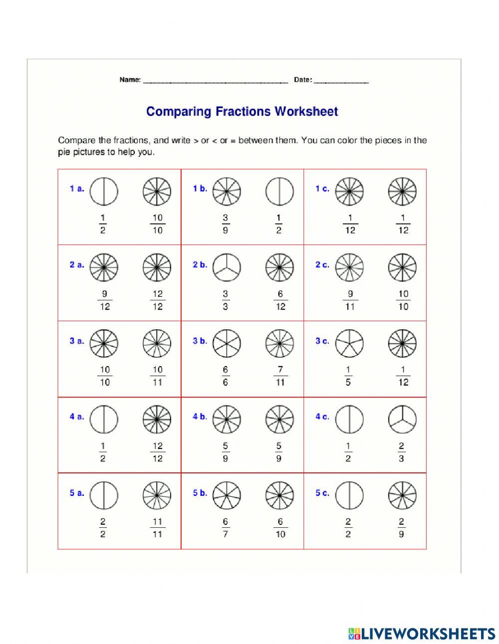 Comparing fractions picture only