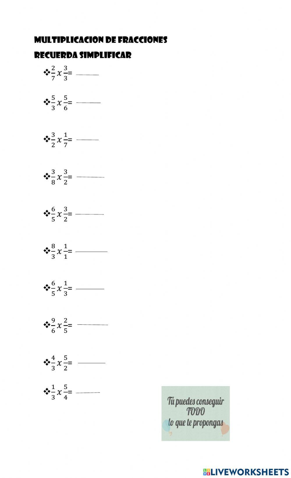 Multiplicación de fracciones