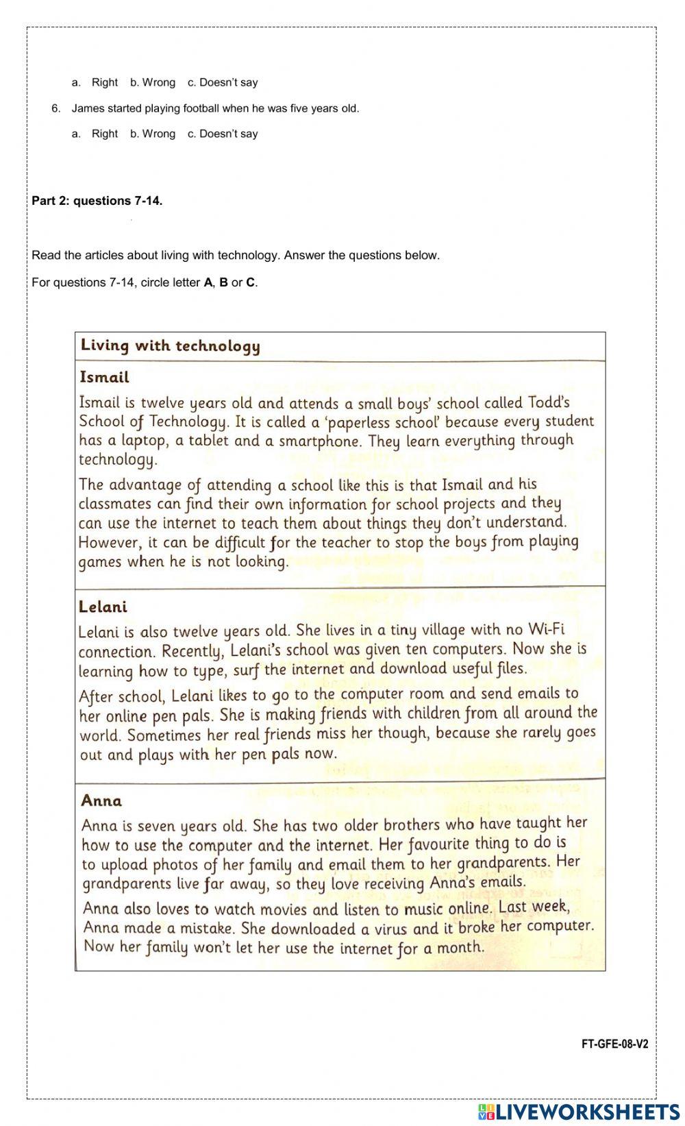 Diagnosis test reading comrehension Final