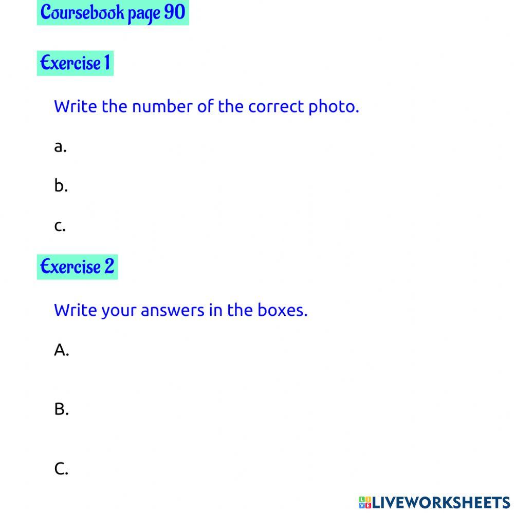 Page 90, exercises 1 to 3