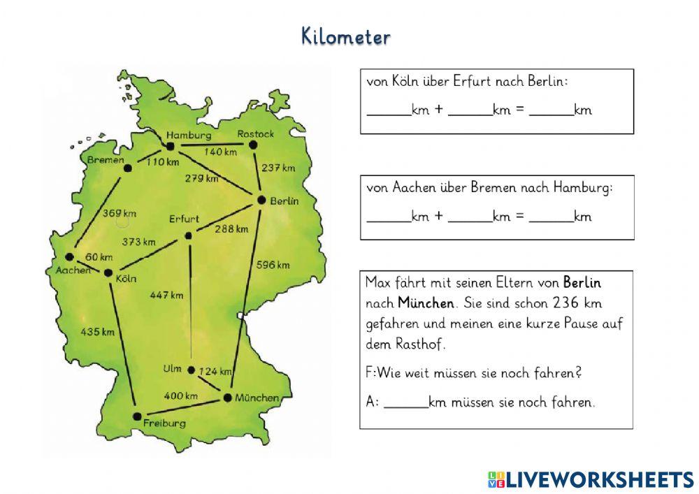 Kilometer Deutschlandkarte