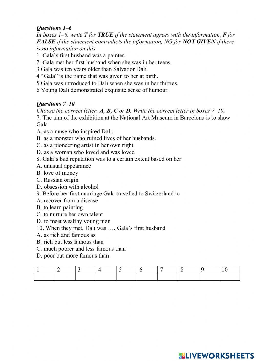 Listening, reading comprehension, Use of English